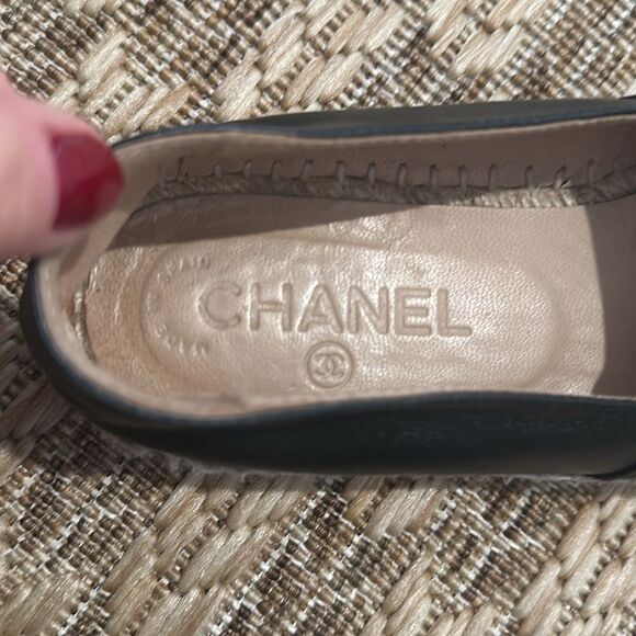 Chanel CC Cap Toe Espadrilles - black leather - size 36 - Picture 3 of 9